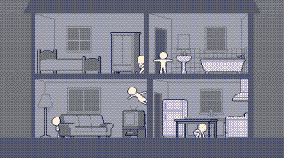 Illustration, before: the same house as a grey block-out.